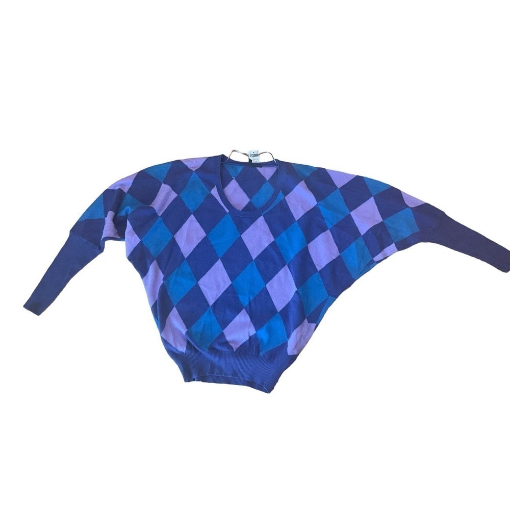 United Colors Of Benetton Blue and Purple Argyle Sweater